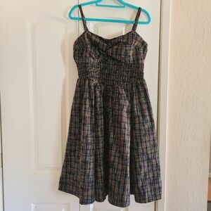 Unique Vintage Multicolor Plaid Dress